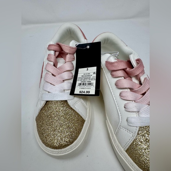 Kids' Art Class Kaitlyn Court Sneakers in white pink accents gold glitter toes - Picture 5 of 7